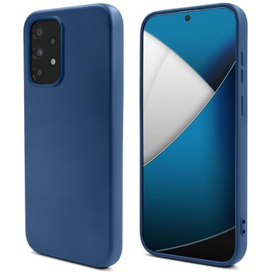 Moozy Lifestyle. Coque en silicone pour Samsung A33 5G, bleu nuit – Coque légère en silicone liquide avec finition mate et doublure en microfibre douce, coque en silicone de qualité supérieure