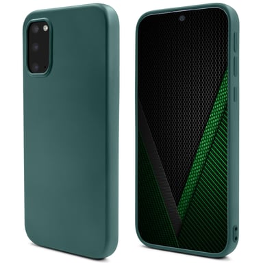Mode de vie Moozy. Coque conçue pour Samsung S20, vert foncé – Coque en silicone liquide avec finition mate et doublure en microfibre douce.