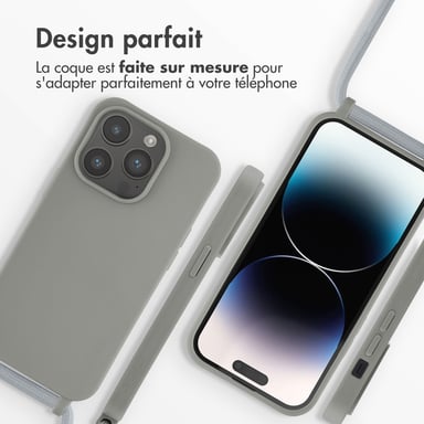 imoshion Coque en silicone avec cordon pour Apple iPhone 14 Pro - Gris clair
