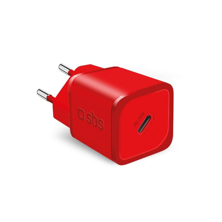SBS TETRGAN1C20R chargeur d'appareils mobiles Casques, Haut-parleur portable, Smartphone, Smartwatch, Tablette Rouge Secteur Charge rapide Intérieure - Neuf