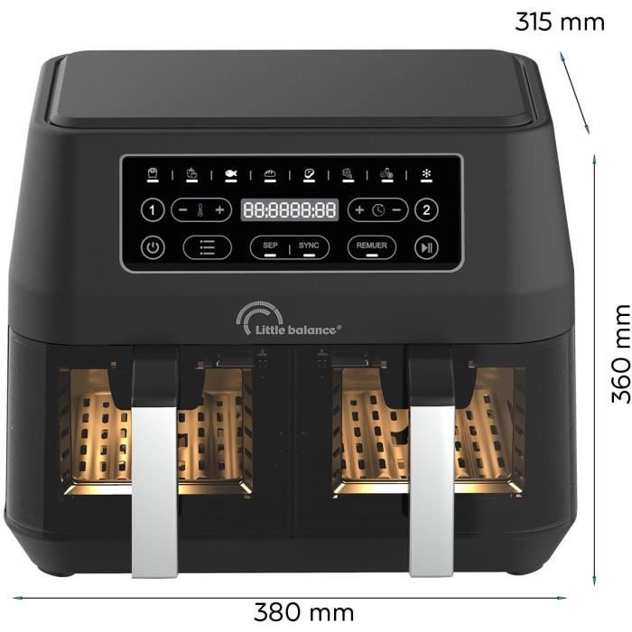 Friteuse sans huile LITTLE BALANCE Crousty Duo Double cuve Jusqu'à 1 8kg de frites 9 programmes de cuisson - vue 3
