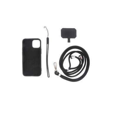 JAYM - Custodia in silicone nero per Apple iPhone 14 Pro Max - Collo e cinturino inclusi - Fodera 100% microfibra