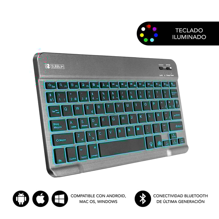SUBBLIM TECLADO SMART BACKLIT BLUETOOTH QWERTY Espagnole Neuf