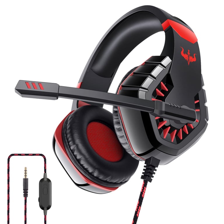 Ovleng Casque Gamer Ov-p40 Et Rouge Avec Micro - Haut-parleur 50mm