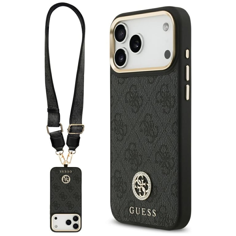 Guess Coque 4G Strass Logo MagSafe avec lanière pour iPhone 17 Pro Max