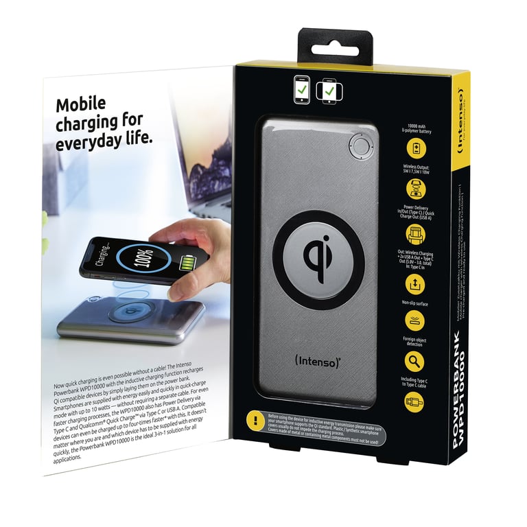Intenso WPD10000 Lithium Polymère LiPo 10000 mAh Recharge sans fil Neuf - vue 2