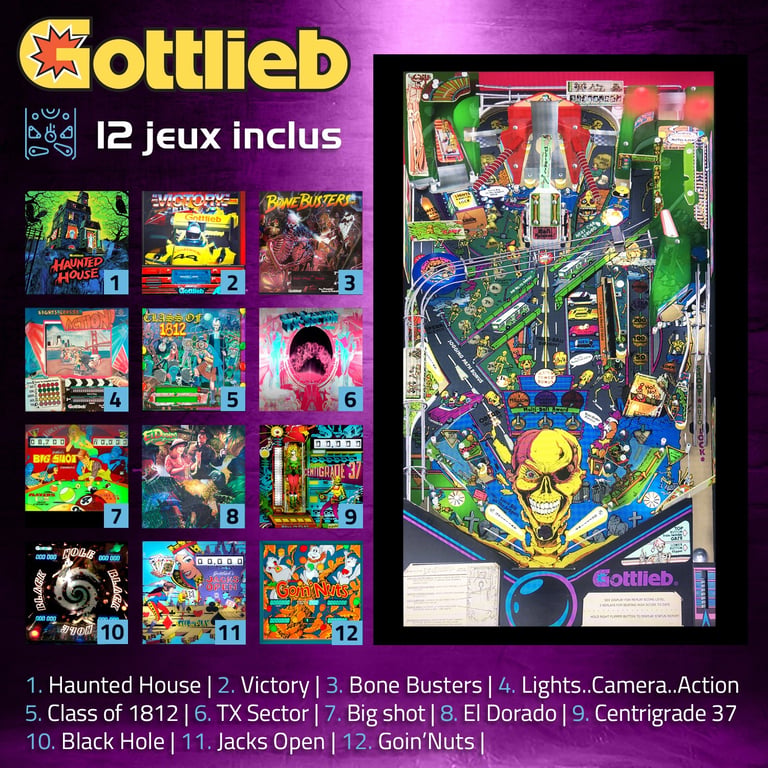 Flipper numérique avec écran LCD 24 sur pied 12 jeux inclus 4 joueurs Nudge Secousse et Tilt Type borne d'arcade Neuf - vue 3