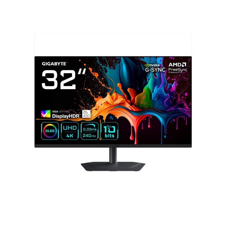 GIGABYTE MO32U2 MONITEUR GAMING OLED 32” 4K UHD 3840 X 2160 240HZ 0.03MS 250 CDM² G SYNC COMPATIBLE FREESYNC PREMIUM PRO - vue 2