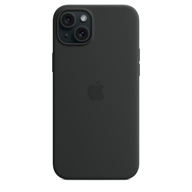 Coque en silicone avec MagSafe pour iPhone 15 Plus Noir