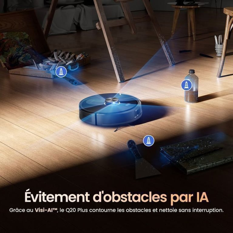 Proscenic Q20 Plus Aspirateur Robot Laveur avec Station sans Sac 12000PA 200MIN AlexaGoogle HomeiWatch Sechumide 2 en 1 - vue 4