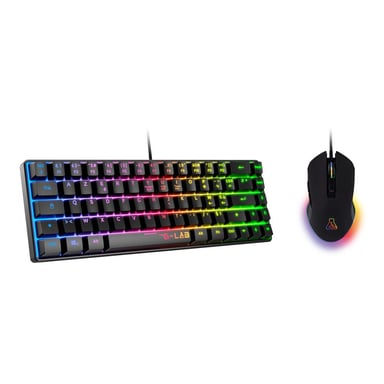 Combo gaming 2-en-1 THE G-LAB Hydrogen Clavier AZERTY filaire semi-mécanique + Souris 7200 DPI RGB Noir