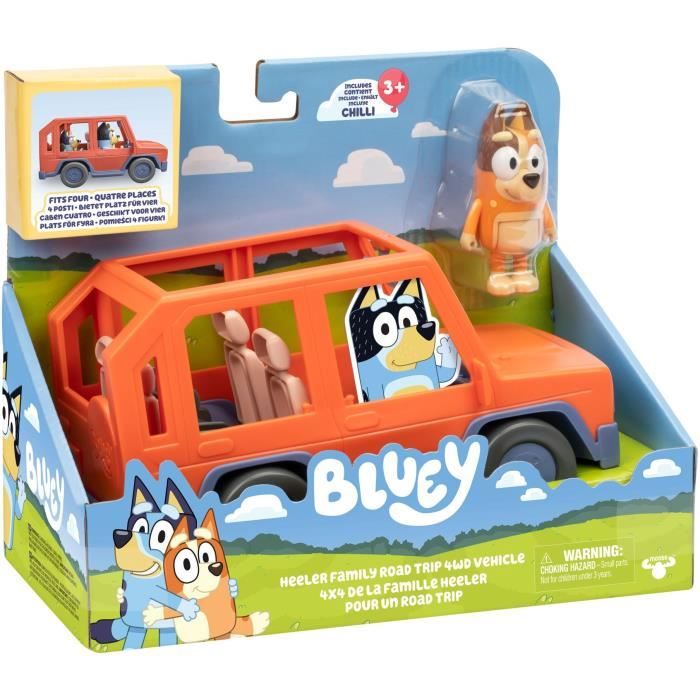 Voiture de Bluey - BLUEY - Véhicule familial avec figurine Chilli et accessoires - Neuf