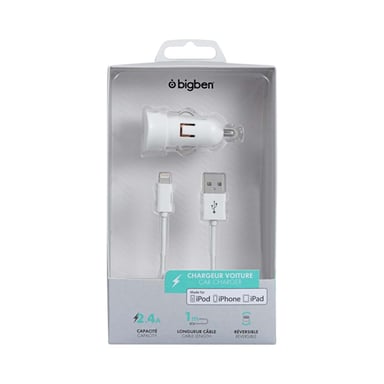 Caricabatterie auto USB A 2.4A FastCharge + cavo USB A/Lightning
