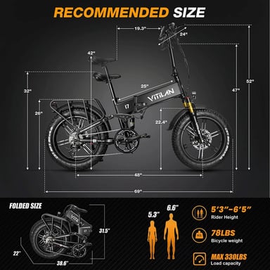 Bicicleta eléctrica VITILAN i7 Pro 3.0 para adultos, batería extraíble de 750 W, 48 V, 20 Ah, bicicleta eléctrica plegable con suspensión total y freno hidráulico, Shimano de 8 velocidades, color verde