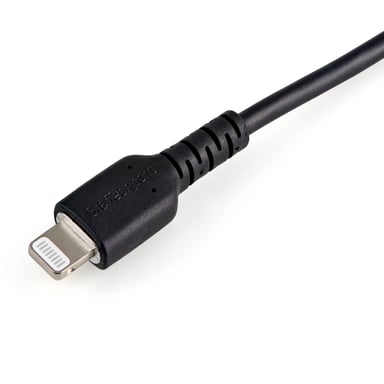 StarTech.com Cable Resistente USB-A a Lightning de 30 cm Negro - Cable de Sincronización y Carga USB Tipo A a Lightning con Fibra de Aramida Resistent