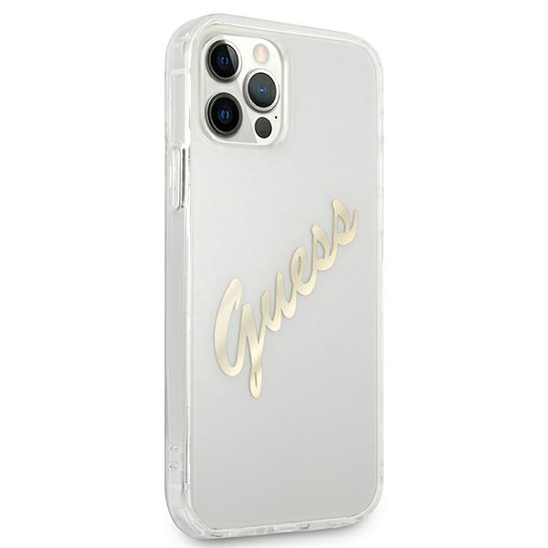 Étui Guess Pour Iphone 12 12 Pro 6.1 Coque Rigide Finition Or Transparente - vue 3
