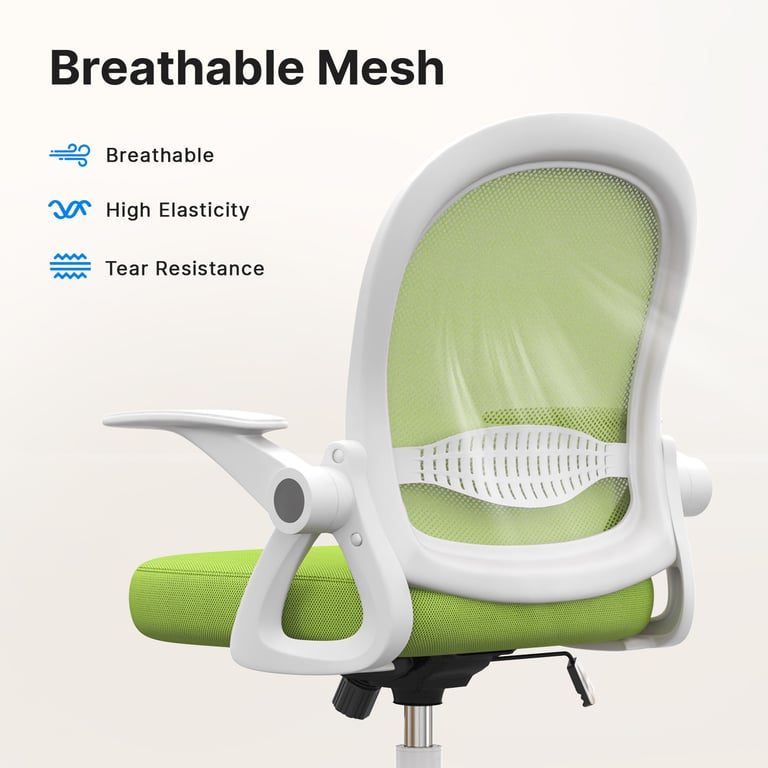 Chaise de bureau ergonomique en maille avec dossier moyen accoudoirs relevables soutien lombaire et fonction pivotante Neuf - vue 2
