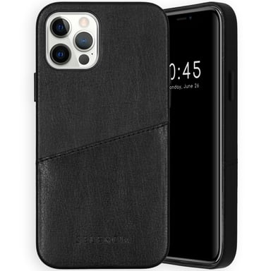 Selencia Coque arrière en cuir végan Vayu pour Apple iPhone 12 (Pro) - Noir