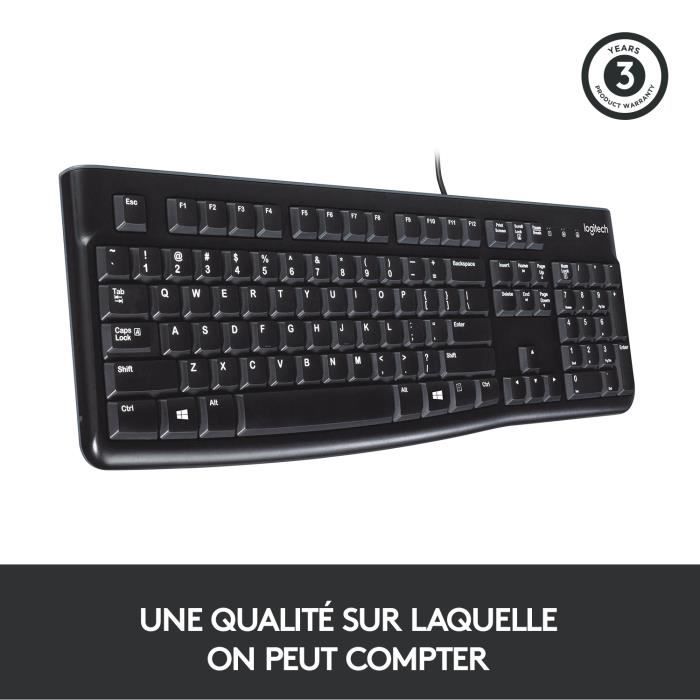 LOGITECH - Teclado empresarial K120 con cable - AZERTY - Negro