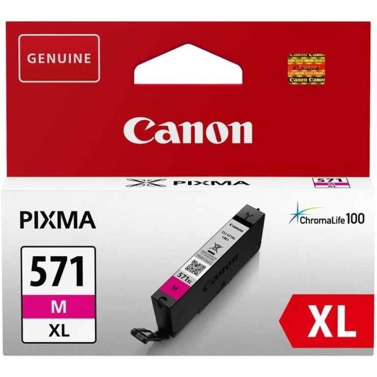 Cartouche d'encre Canon CLI-571XL Magenta XL pigment 11 ml jusqu'à 645 pages pour Pixma MG575x MG685x MG775x ChromaLife100 - Neuf