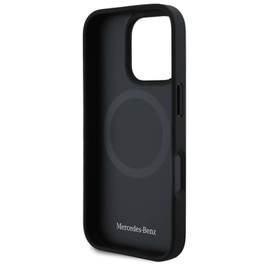 Funda Mercedes para iPhone 16 Pro Max 6.9'' negra con textura y cuero liso Funda rígida MagSafe