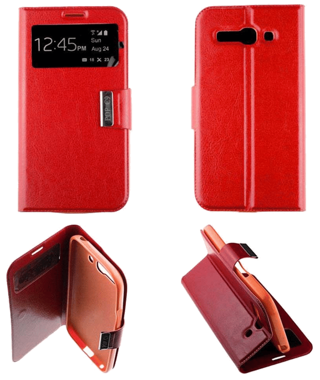 Etui Folio compatible Rouge Alcatel One Touch Pop C9