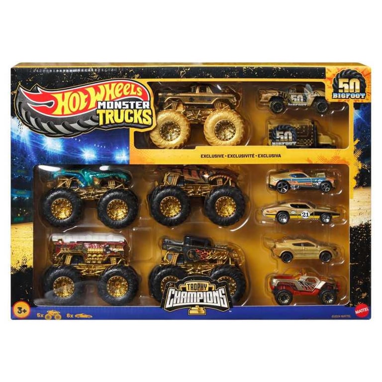 Coffret véhicules Hot Wheels Monster Trucks Trophy Champions 10 pièces 1/64 Multicolore - Neuf