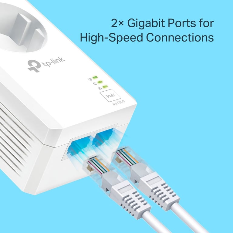 TP Link TL PA7027P V1 Starter Kit Kit d'adaptation pour courant porteur commutateur 2 ports 1GbE HomePlug AV HPAV HomePlug AV HPAV 2.0 IEEE 1901 Branchement mural - vue 4