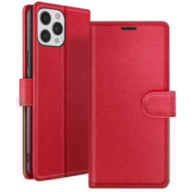 Zanaé Funda tipo cartera para iPhone 12 Pro Max con soporte y lengüeta magnética Rojo