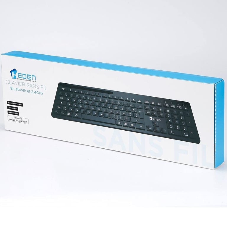 Heden Clavier sans fil 2.4Gh/BT 104keys support tél intégré connexion BT3.0&BT5.0&2.4Ghz pile inclus Noir - vue 3