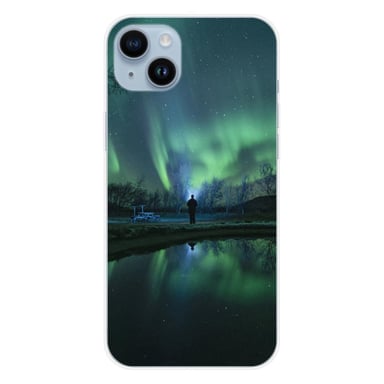 Coque en silicone - Compatible Apple iPhone 15 Plus - design aurores boreales