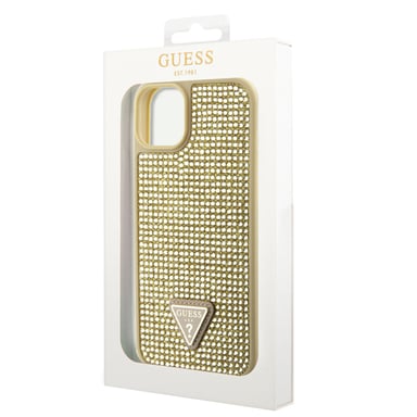 Guess Funda rígida para Apple iPhone 15 Pro Triangle Diamond Dorado