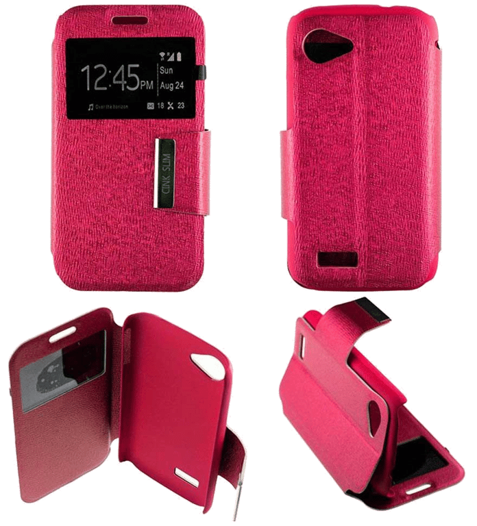 Etui Folio compatible Rose Fushia Wiko Cink Slim