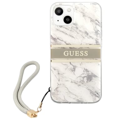 Guess Funda rígida para Apple iPhone 13 Mini Correa de mármol Gris