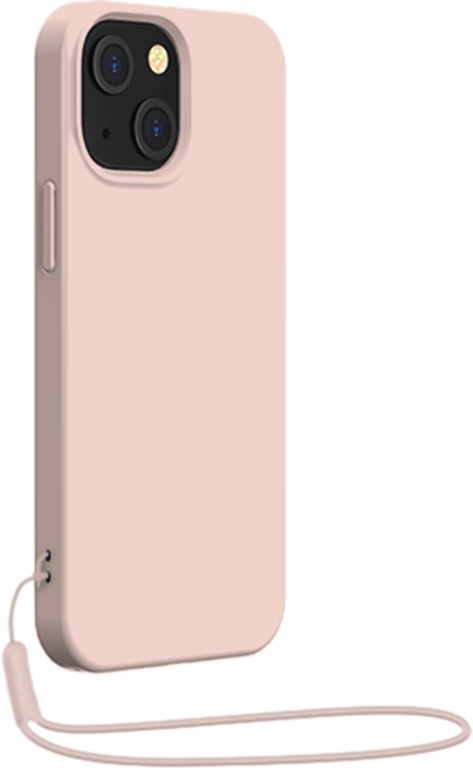 Coque iPhone 13 mini Silicone + dragonne assortie Rose nude Bigben - Bigben  Connected