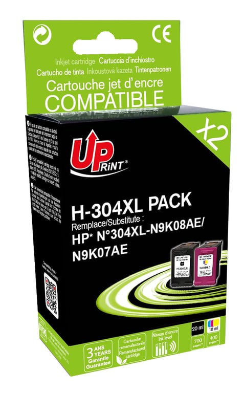 Pack UPrint compatible HP 304 2 cartouches Neuf