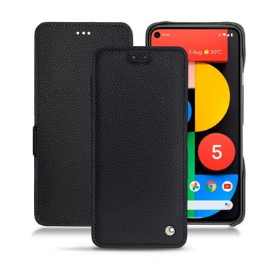 Housse cuir Google Pixel 5 -  - Noir - Cuir saffiano