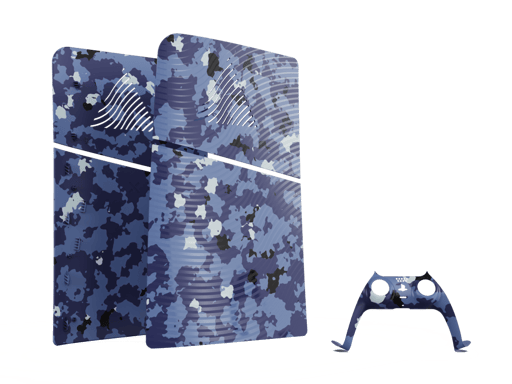 PlayStation 5 SLIM BLUE WAVE CAMO FACEPLATES KIT (Faceplates + Controller Faceplates Camo Blue)
