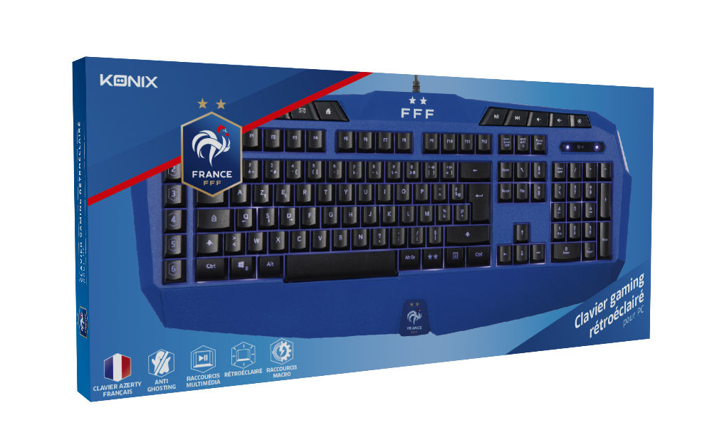 Clavier Gaming Filaire Konix Edition FFF – AZERTY, Anti-Ghosting 26 Touches - vue 3