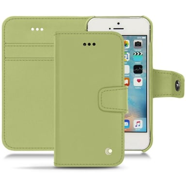 Funda de piel Apple iPhone SE - Solapa billetera - Verde - Piel lisa