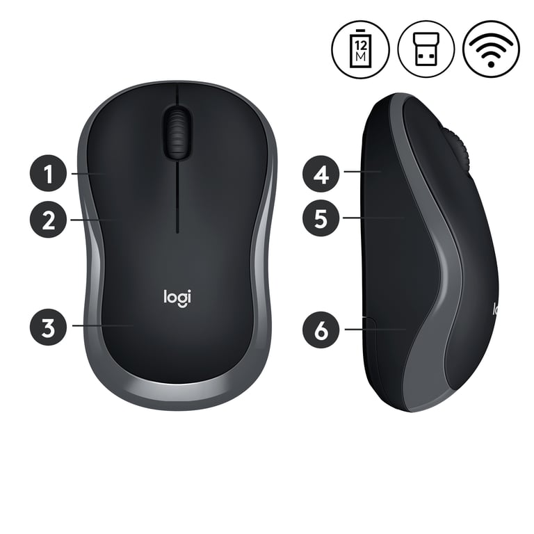 Logitech M185 souris Ambidextre - Gris - Neuf