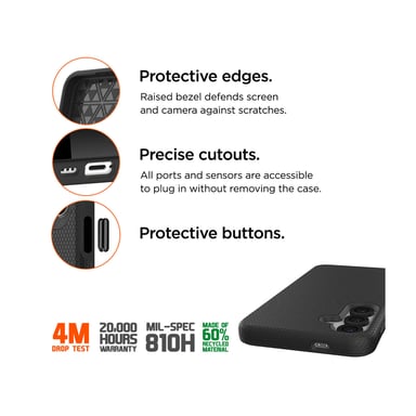 Eiger - Carcasa rígida de policarbonato negro ultrarreforzado *prueba de caída a 4 metros* para SAMSUNG GALAXY S24 / S25