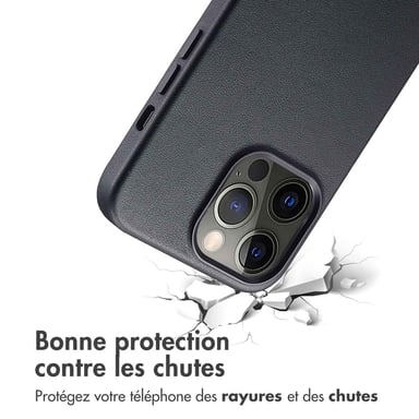 Accezz Coque arrière en cuir avec MagSafe pour Apple iPhone 13 Pro - Onyx Black