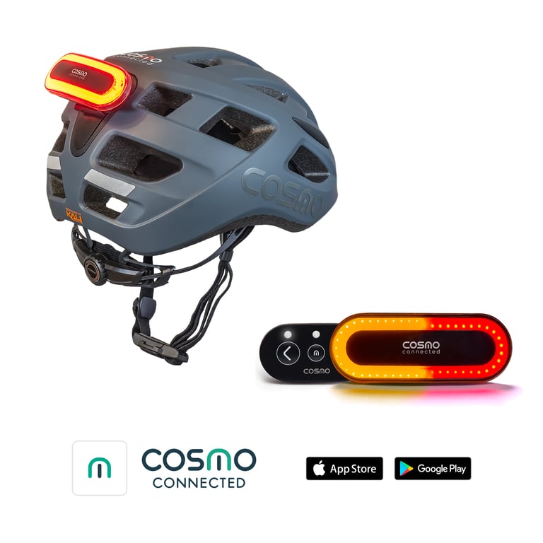 Cosmo ROAD Gris L/XL - Casque avec éclairage Vélo Arrière