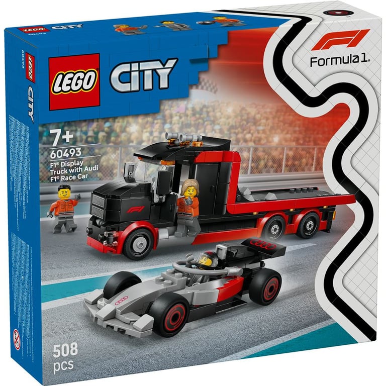 Set LEGO City 60493 Camion d'exposition avec Voiture F1 Audi 508 pièces Noir et Rouge - Neuf