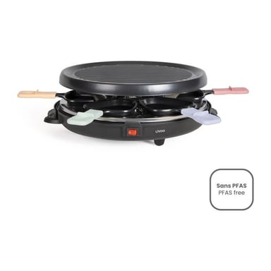 Apparecchio per raclette LIVOO DOC207P 800W 6 persone piastra grill removibile 29x29 cm nero
