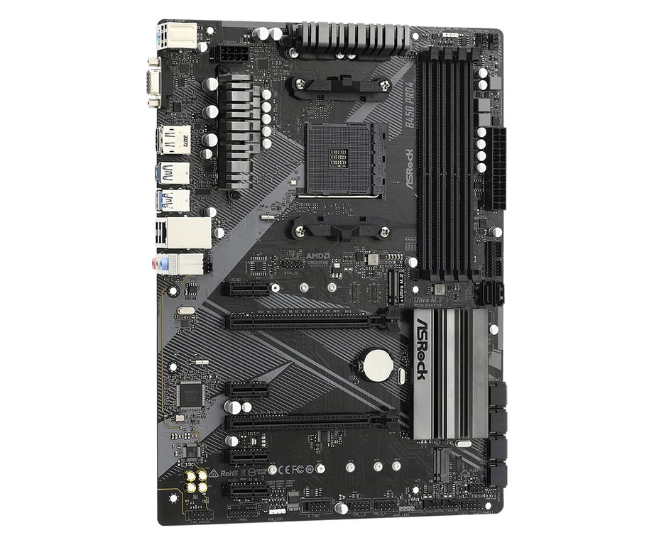 Asrock B450 Pro4 R2.0 AMD B450 Emplacement AM4 ATX Neuf - vue 2