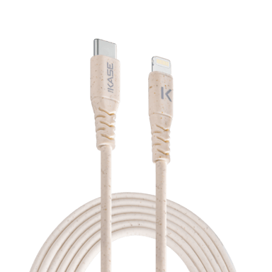 Cable vegano orgánico USB-C a Lightning con certificación MFi Apple Charge/Sync (1M), Beige