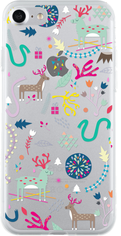 Coque semi-rigide transparente motifs rennes pour iPhone SE (2020)/8/7