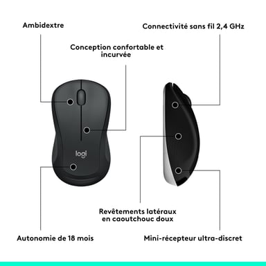 Logitech 920-008676 teclado Ratón incluido Universal RF inalámbrico AZERTY Francés Negro, Blanco
